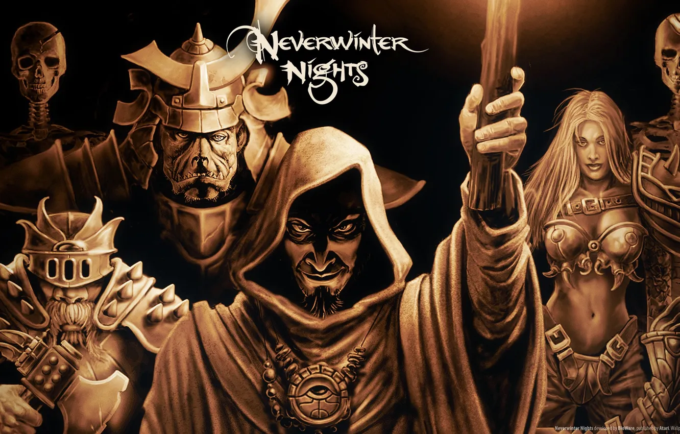 Фото обои NeverWinter Nights, armor, skeletons, Wizards, Warriors, clerics