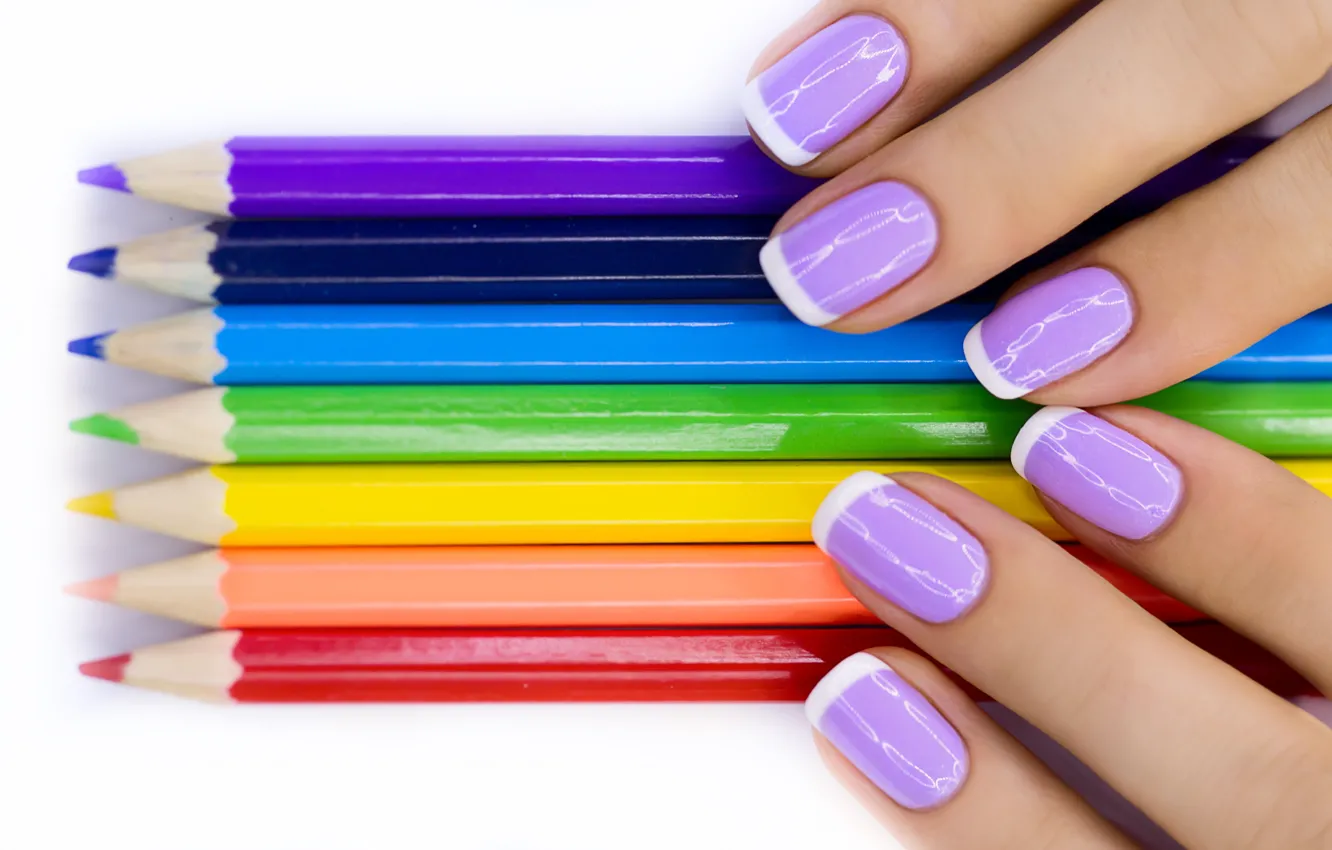 Фото обои woman, fingers, colored pencils