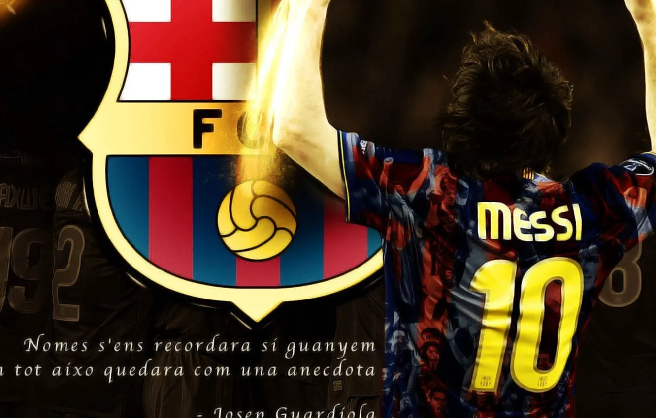 Фото обои wallpaper, sport, logo, football, Lionel Messi, player, FC Barcelona