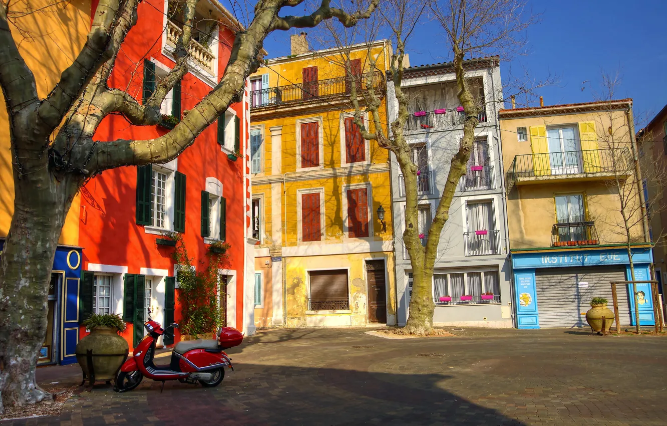 Фото обои краски, Франция, дома, Прованс-Альпы-Лазурный берег, Мартиг