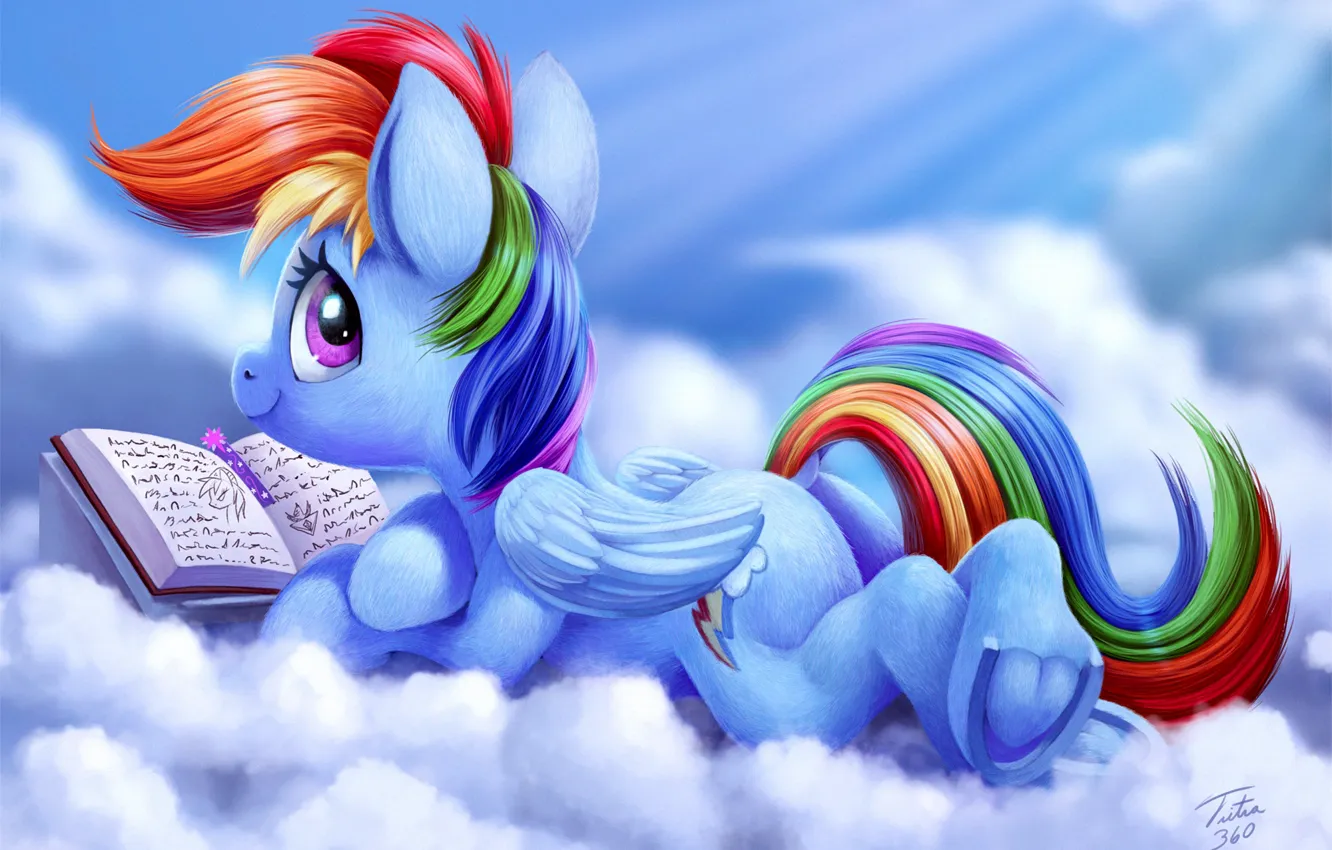 Фото обои небо, мультик, арт, Rainbow Dash, My Little Pony: Friendship is Magic, MLP:FiM, by Tsitra360