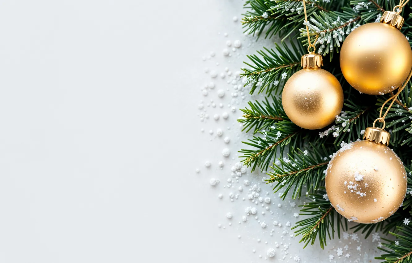 Фото обои украшения, фон, шары, Рождество, Новый год, golden, new year, Christmas