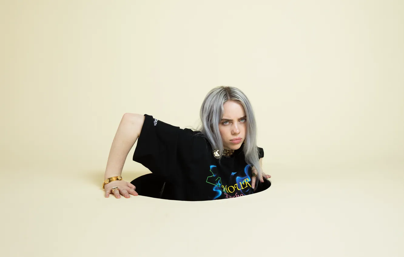 Фото обои блондинка, певица, серые волосы, люк, singer, Billie Eilish, Билли Айлиш