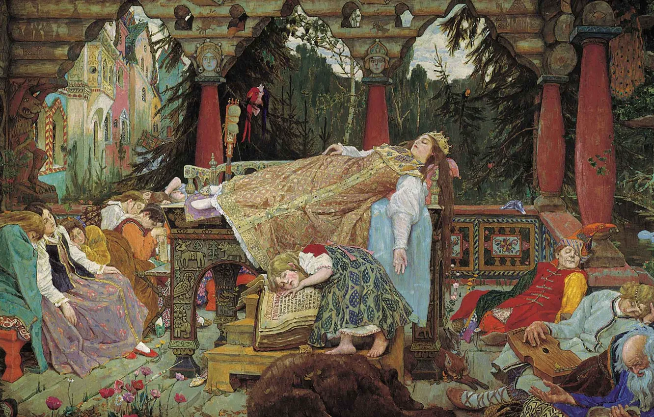 Фото обои картина, Васнецов, спящая царевна