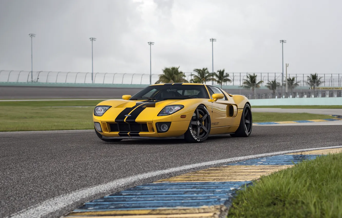 Фото обои Ford GT, yellow, HRE, RS105