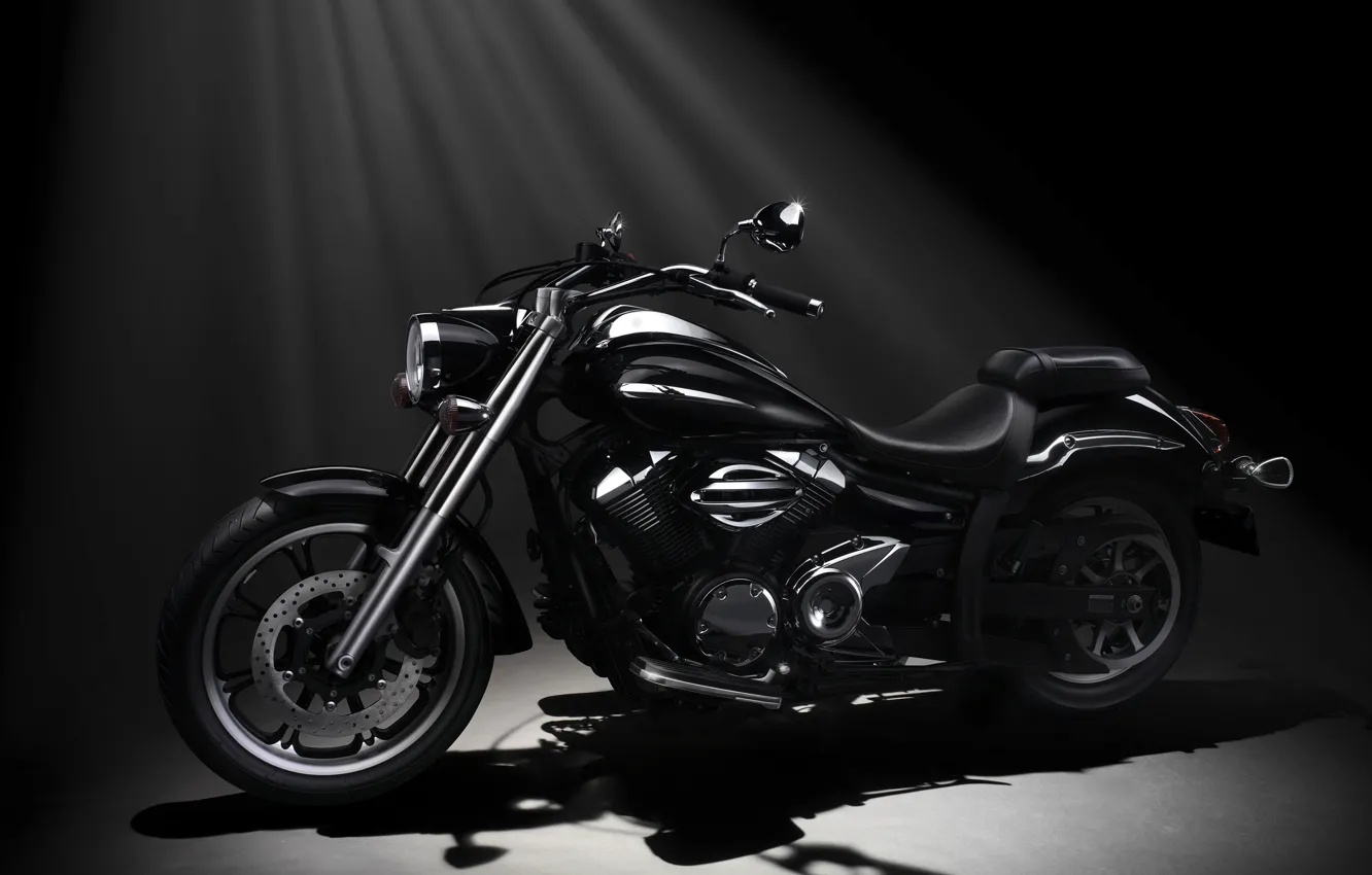Фото обои черный, Мотоцикл, Yamaha