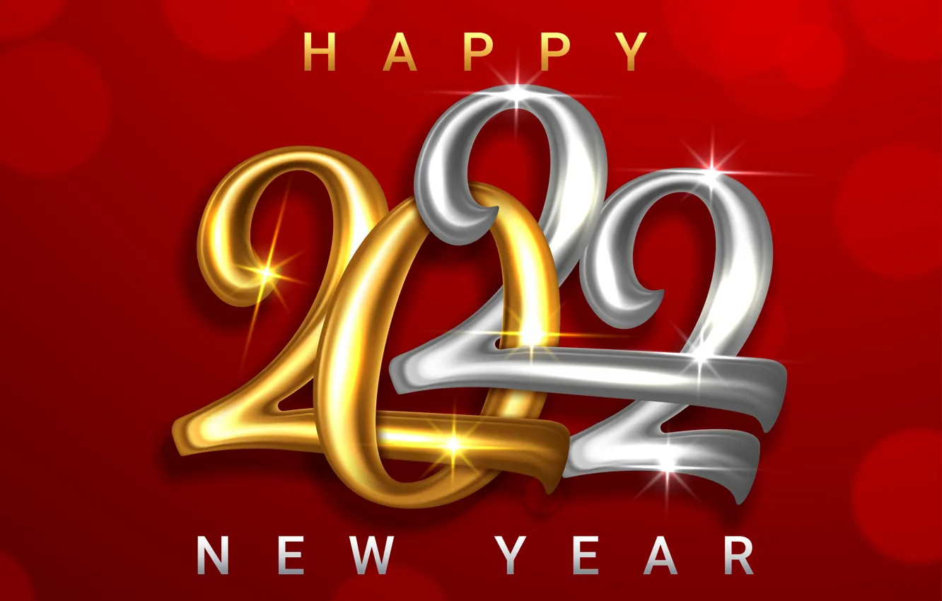 Фото обои золото, цифры, Новый год, golden, new year, happy, decoration, sparkling