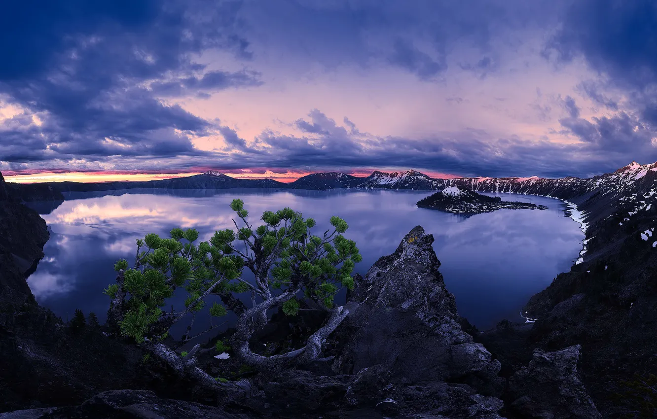 Фото обои United States, Oregon, Panorama, Diamond Lake, Crater