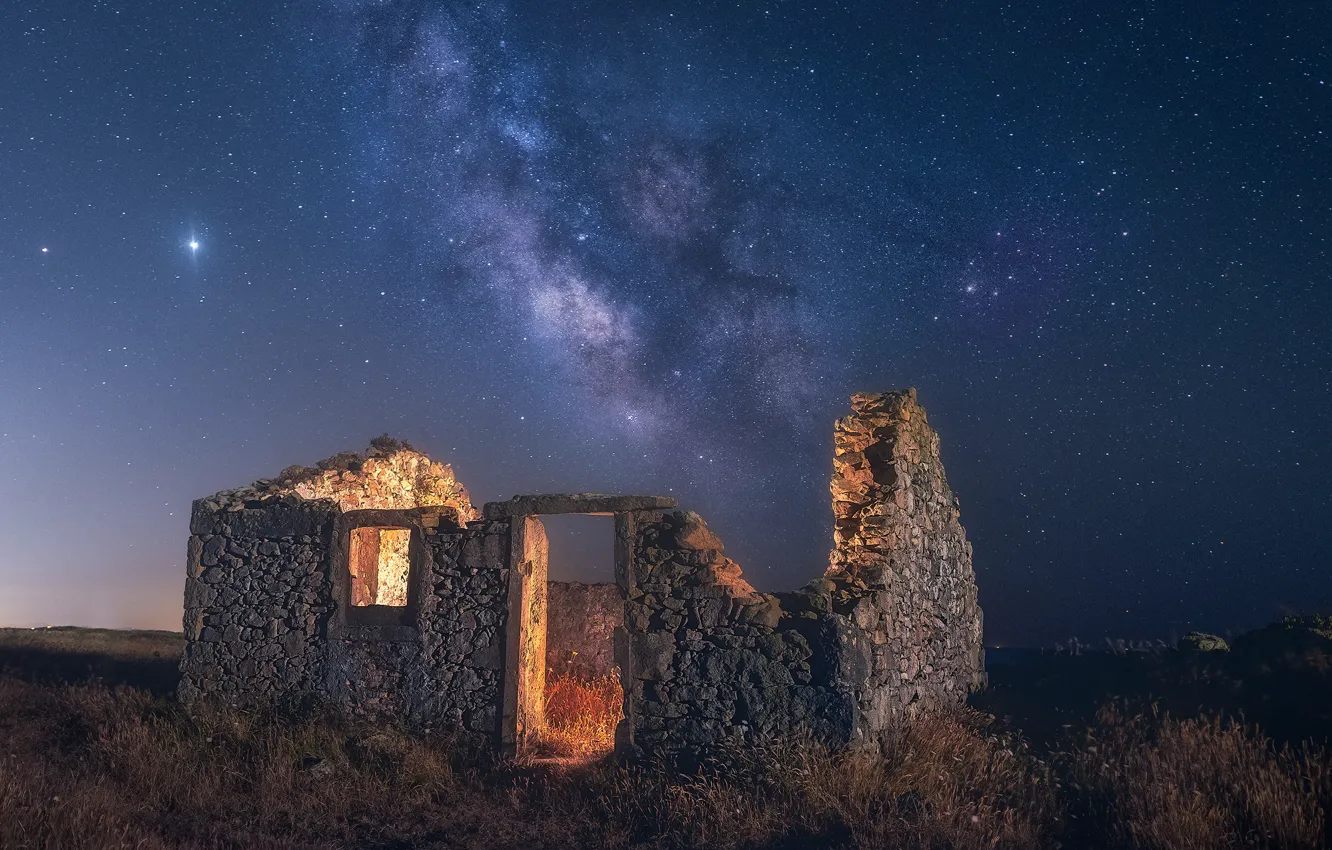 Фото обои небо, звезды, руины, Млечный Путь, sky, stars, ruins, Milky Way