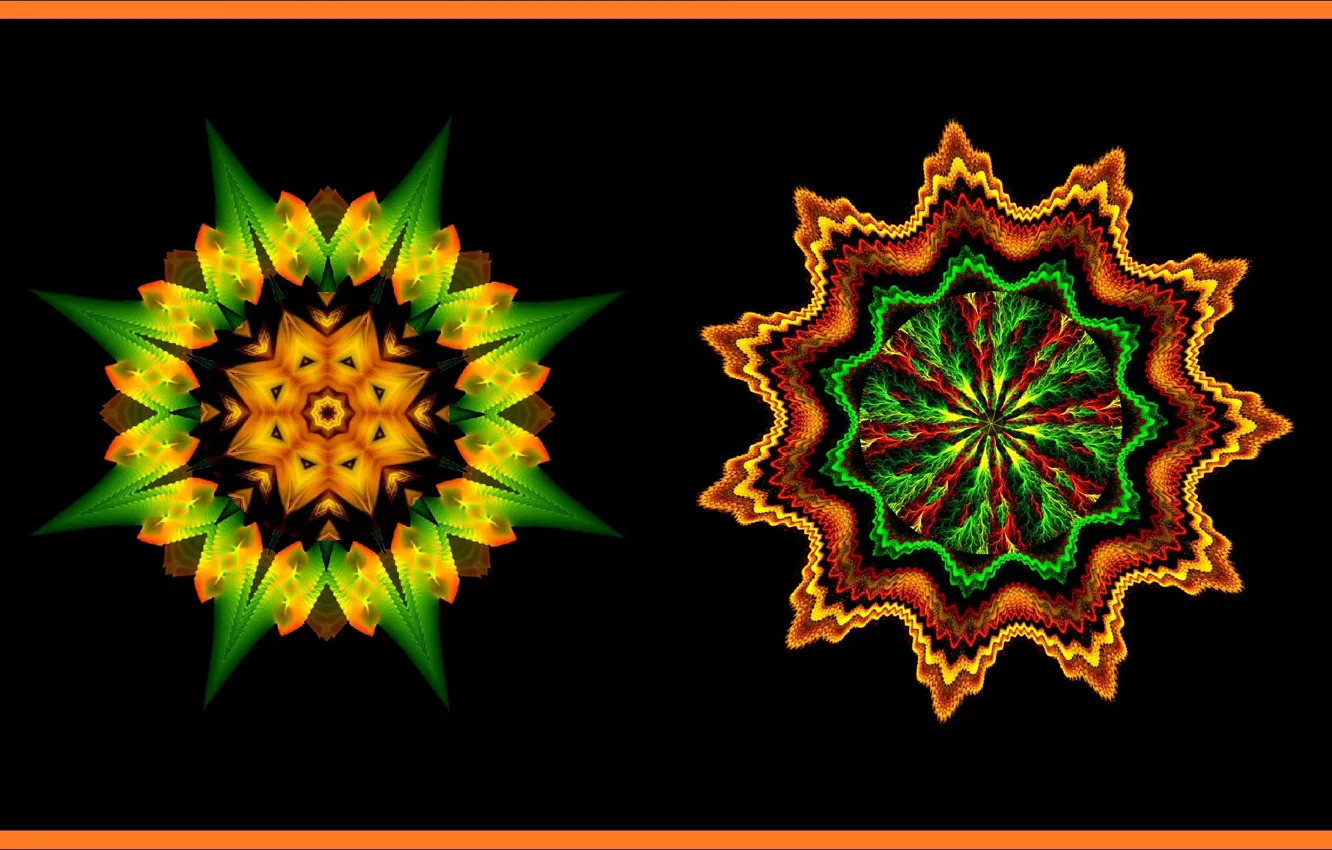 Фото обои узоры, фракталы, ART, two, орнаменты, арт креатив, fractals, torrent