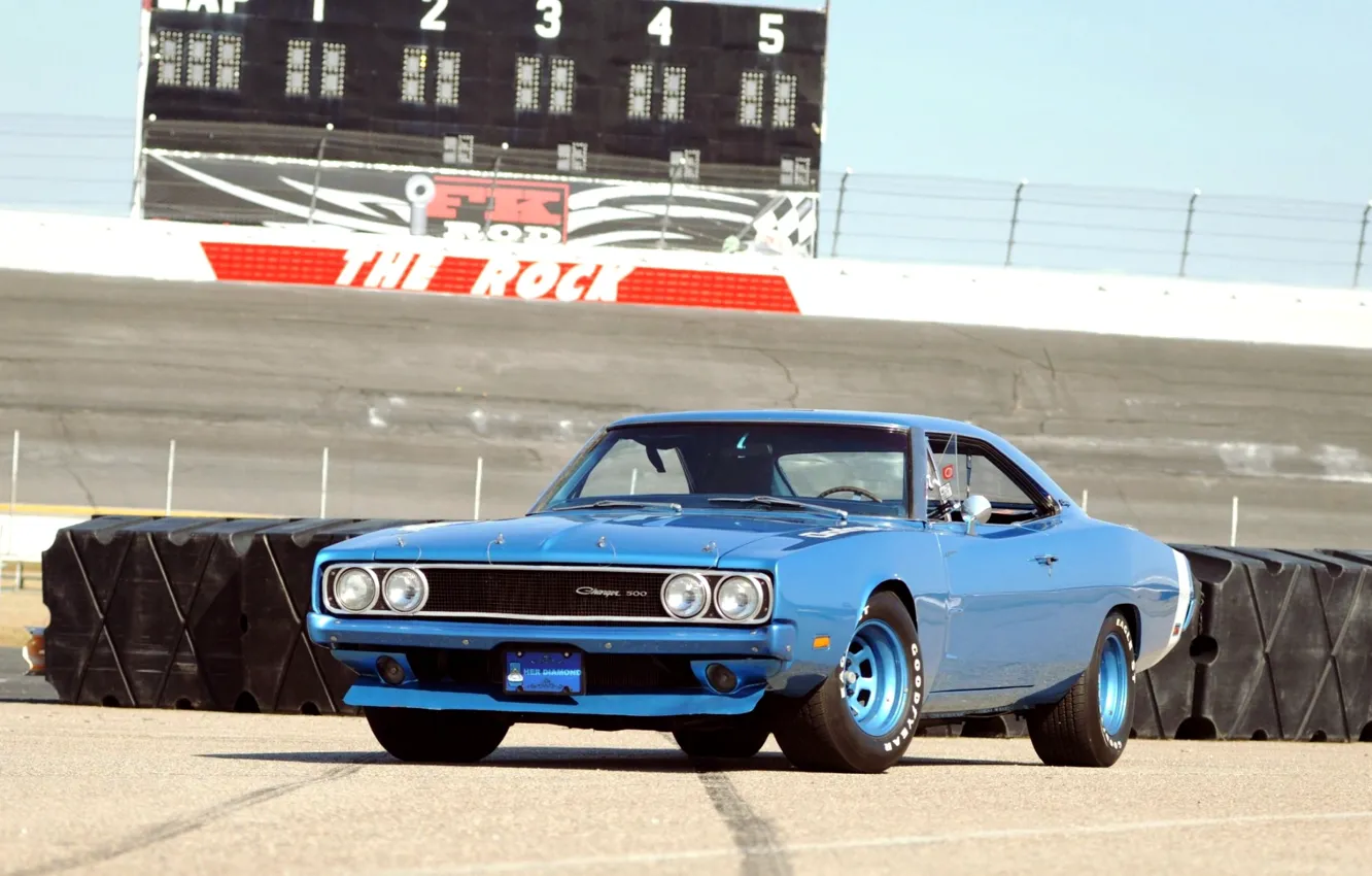 Фото обои Race, Blue, Coupe, Muscle car, Vehicle, Dodge Charger 500