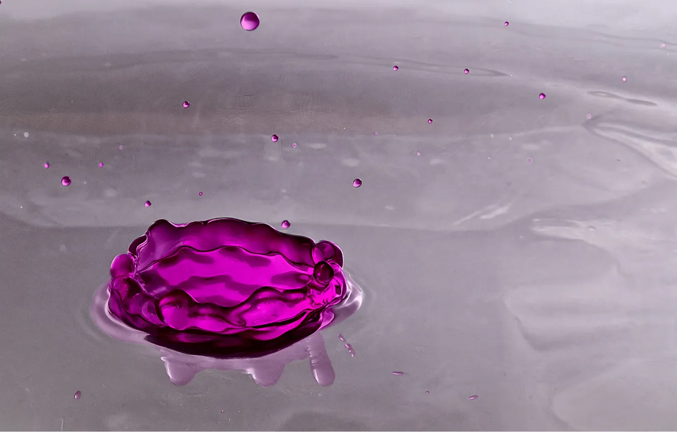 Фото обои вода, капли, круги, брызги, пурпурый