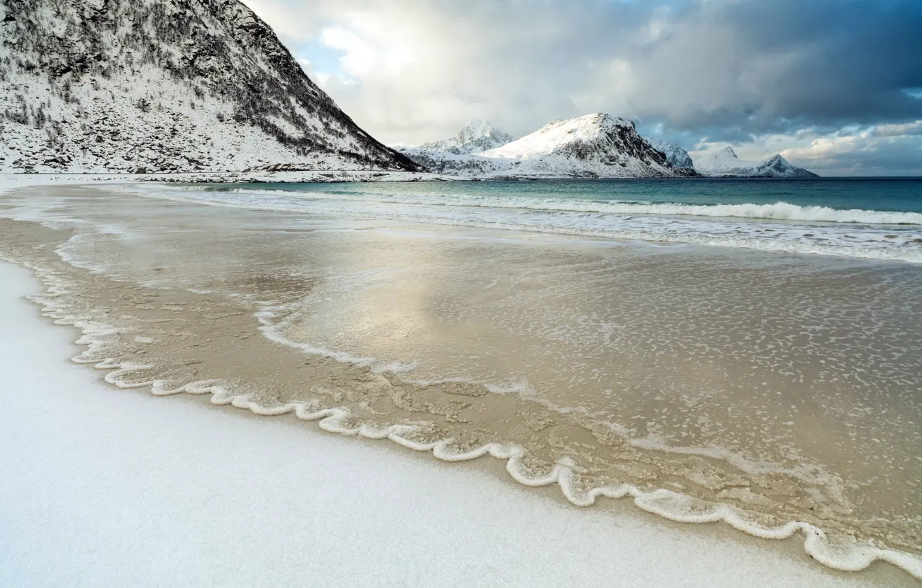 Фото обои Norway, Lofoten Islands, Haukland Beach