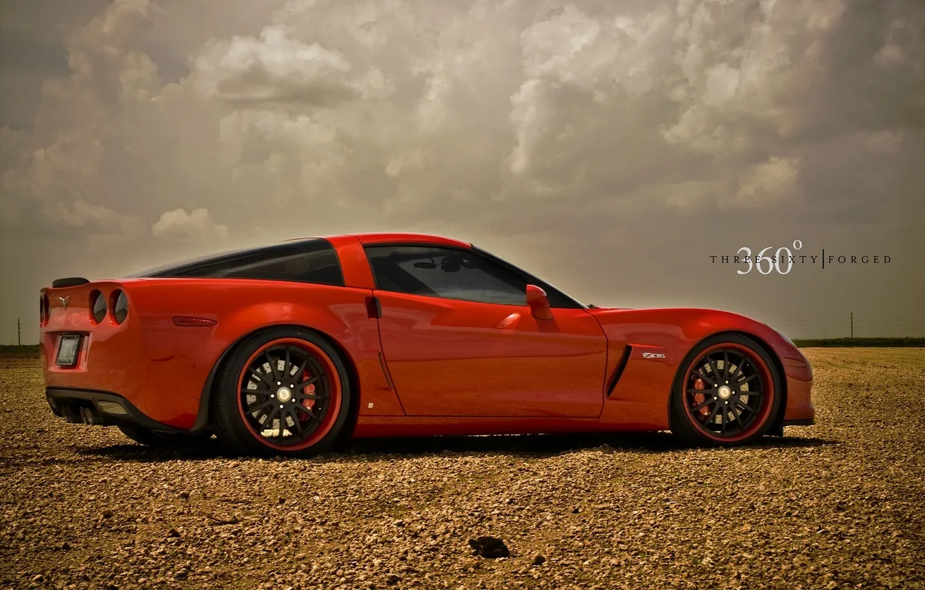 Фото обои красный, Z06, Corvette, Chevrolet, red, шевроле, корвет, 360 three sixty forged