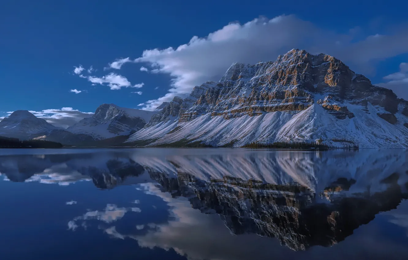 Фото обои горы, озеро, отражение, Канада, Альберта, Banff National Park, Alberta, Canada