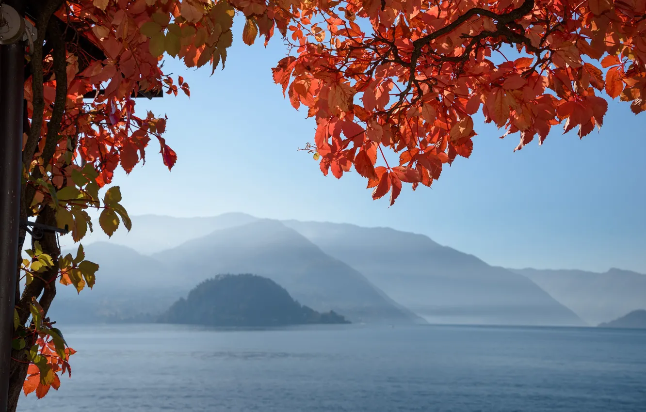 Фото обои осень, Италия, озеро Комо, Варенна