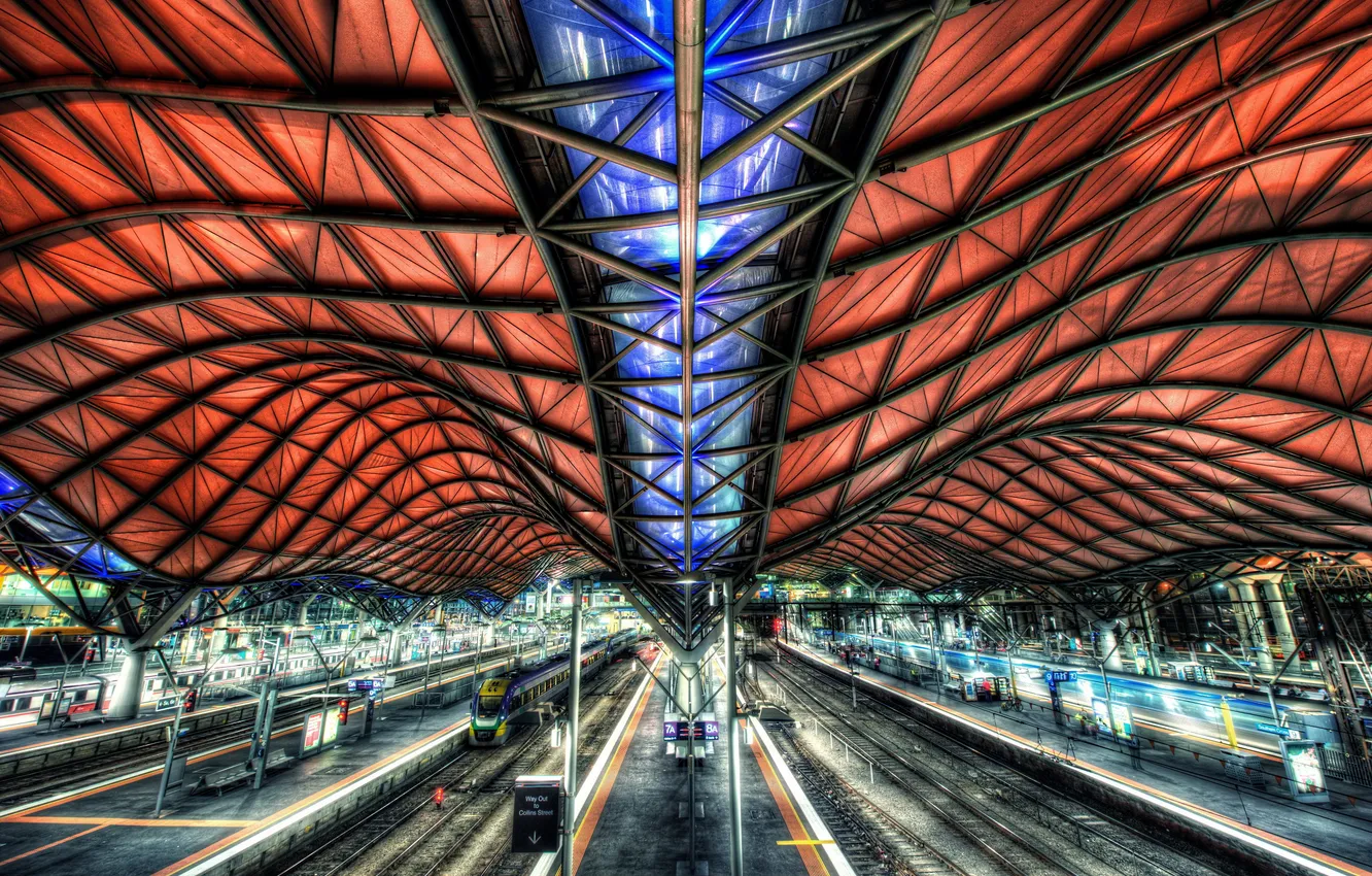 Фото обои крыша, путь, конструкция, вокзал, платформа