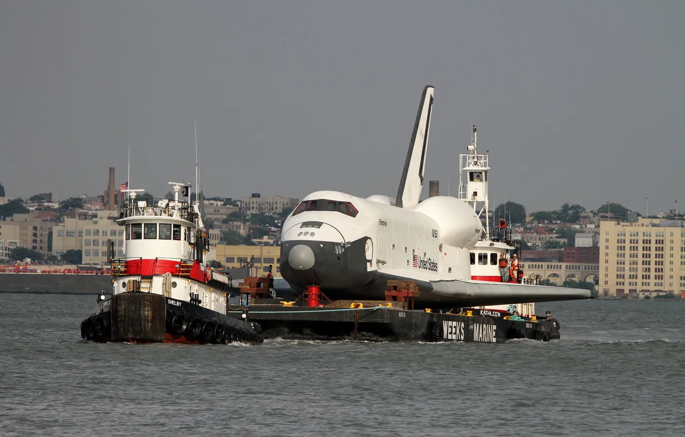 Фото обои буксир, буксировка, Space Shuttle Enterprise