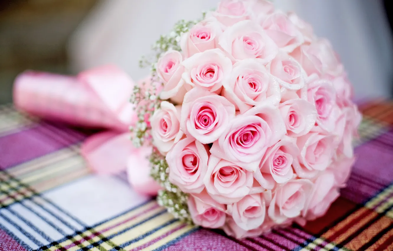 Фото обои розовый, букет, Розы, свадьба