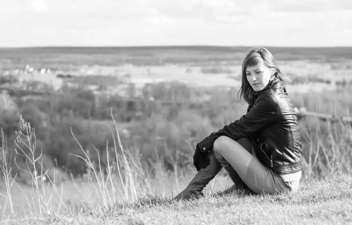 Фото обои взгляд, Девушка, Фотограф Юрий Дьяков, черно белая.