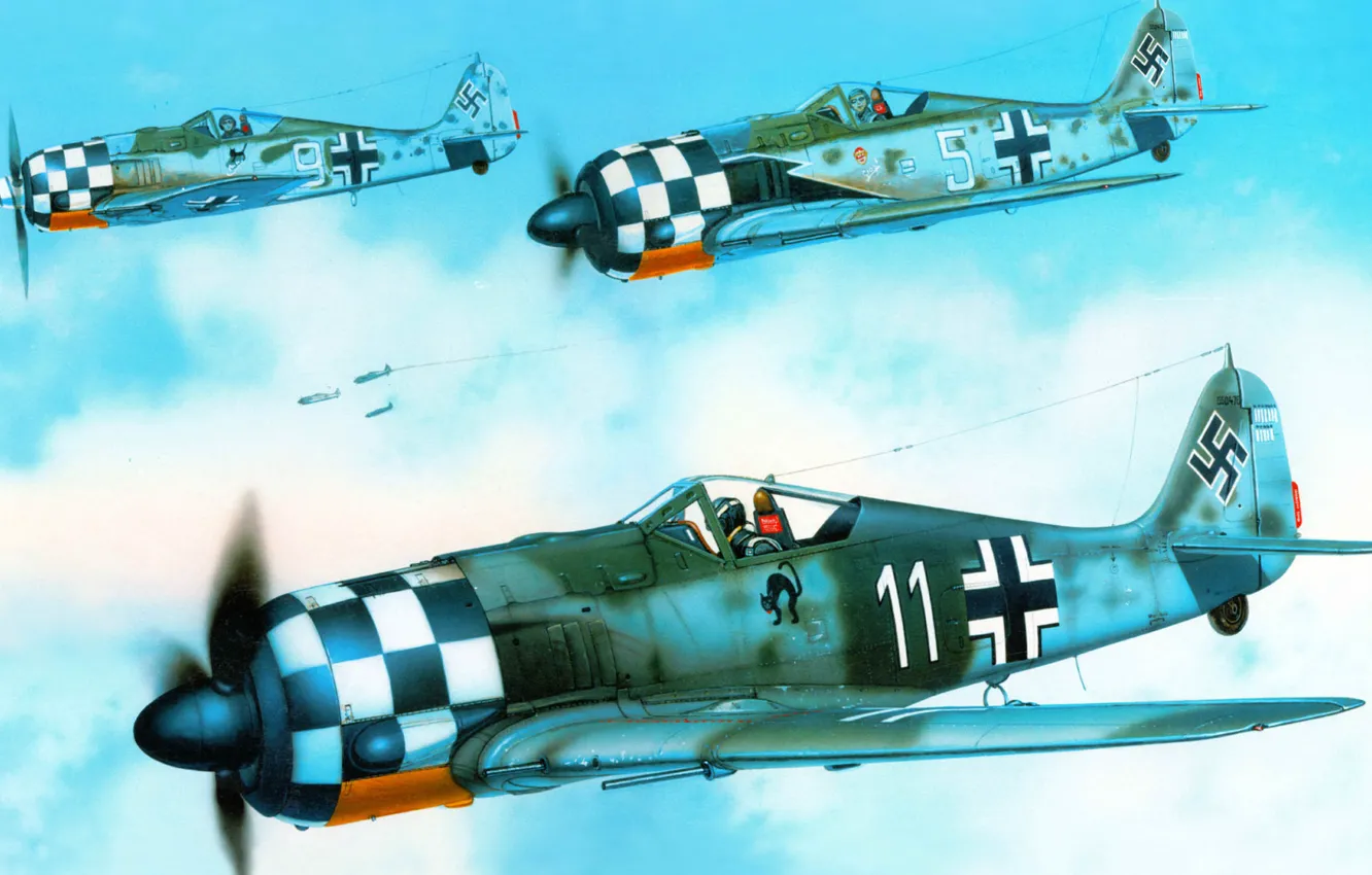 Фото обои рисунок, арт, люфтваффе, FW-190A-6