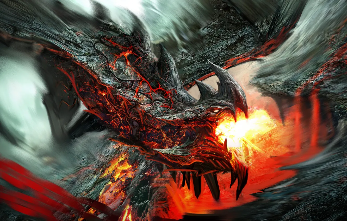 Фото обои fantasy, Dragon, Fire, art