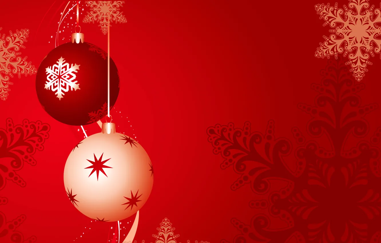 Фото обои зима, шарики, узор, вектор, Новый Год, Рождество, снежинка, открытка