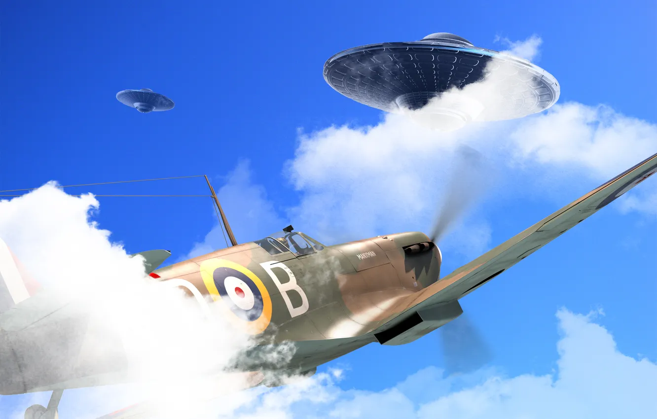 Фото обои ufo, sky, spitfire
