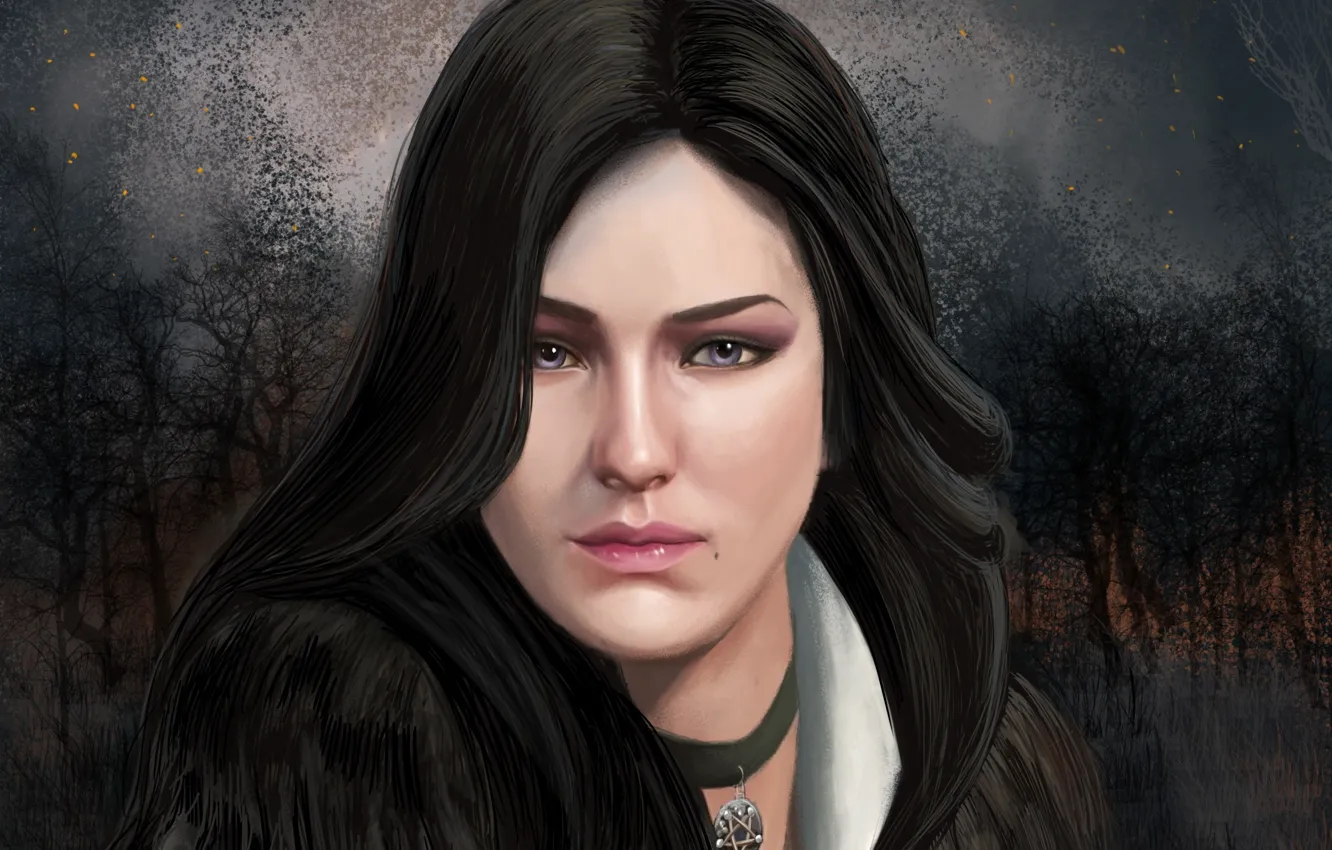 Фото обои глаза, взгляд, art, чародейка, Witcher 3: Wild Hunt, Yennefer of Vengerberg, Йеннефэр из Венгерберга, фиалковые