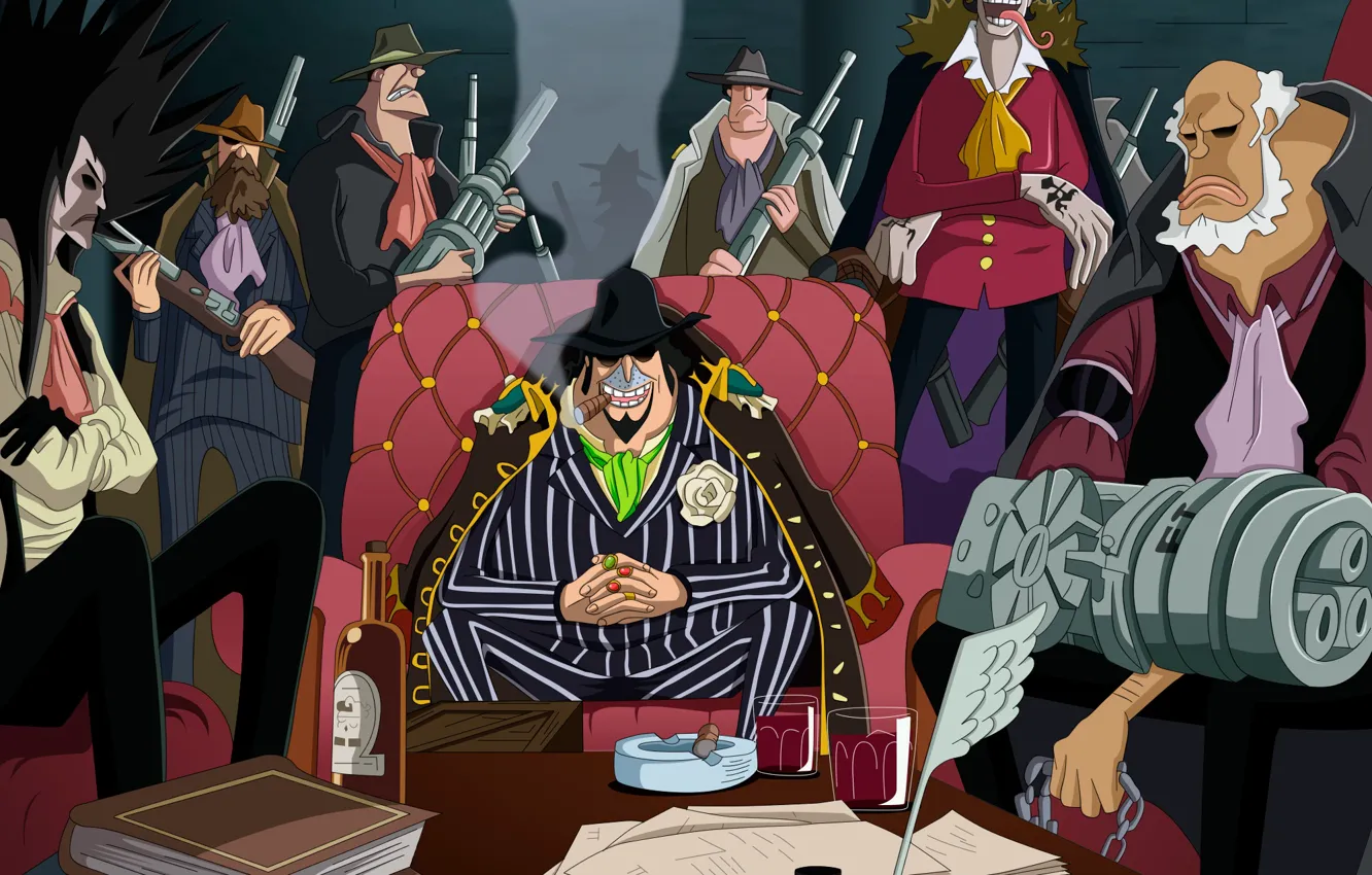 Фото обои gun, One Piece, pirate, weapon, hat, mafia, rifle, machine gun