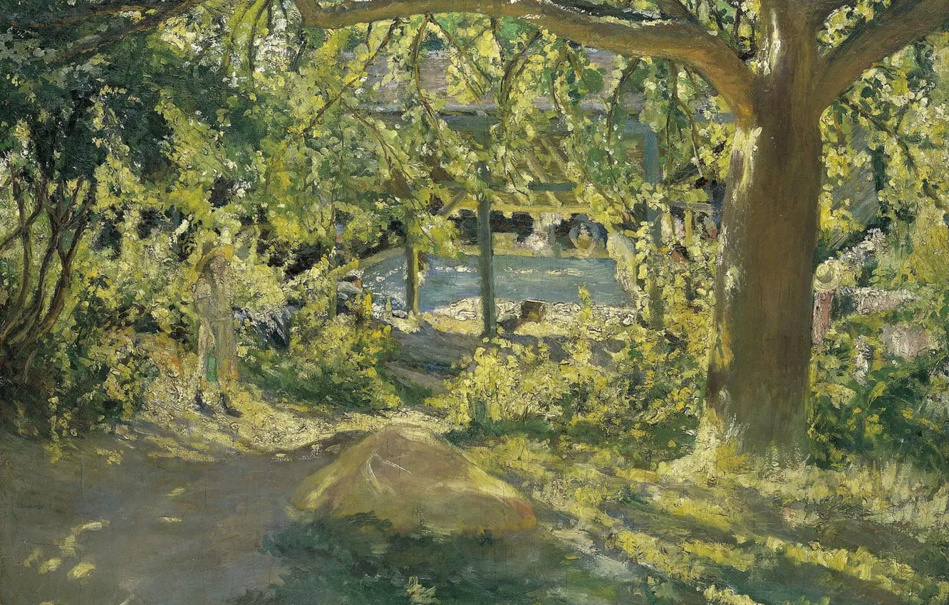 Фото обои пейзаж, картина, 1904, The Launder Place, Robert Delaunay, Робер Делоне