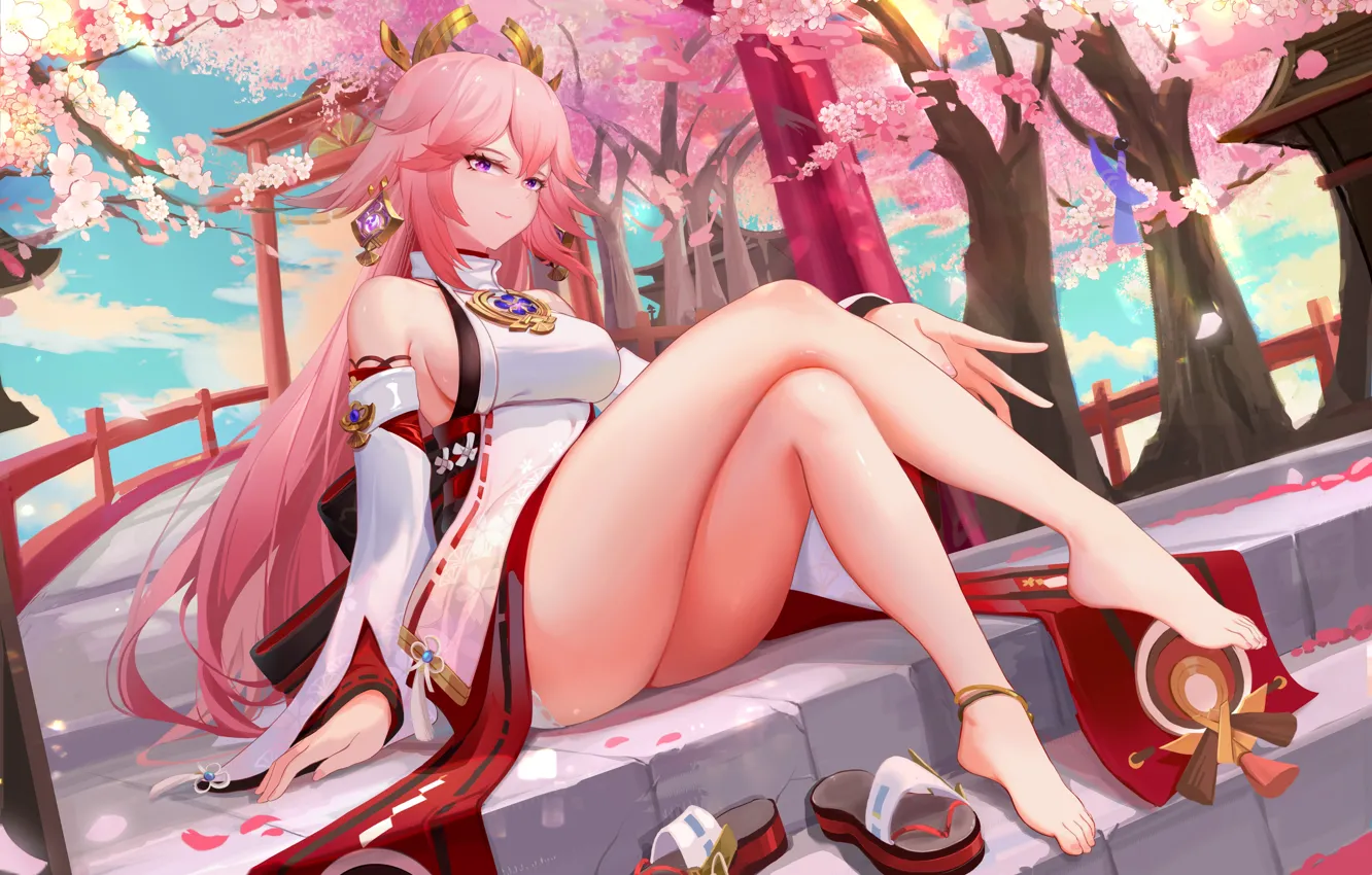 Фото обои gadis seksi, dampak genshin, yae miko genshin impact