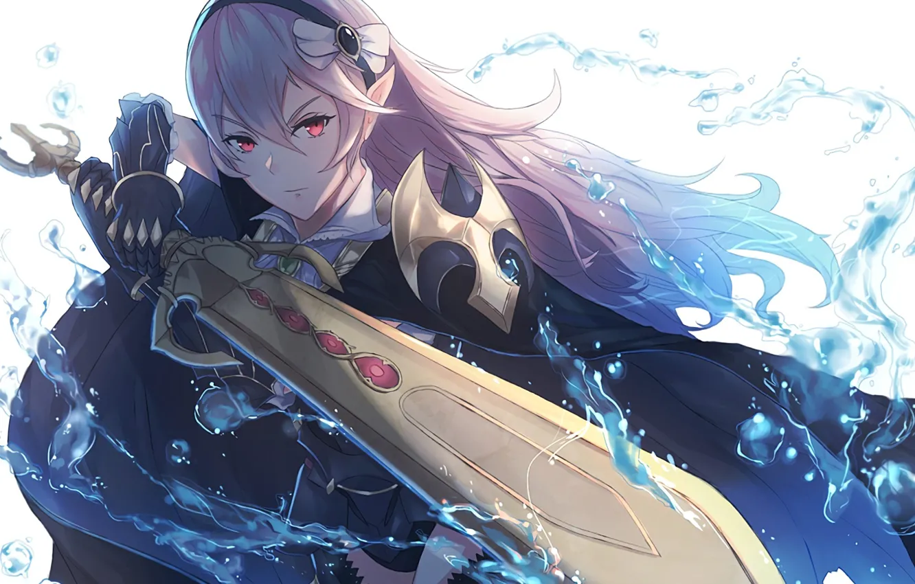 Фото обои вода, девушка, оружие, магия, меч, аниме, арт, fire emblem