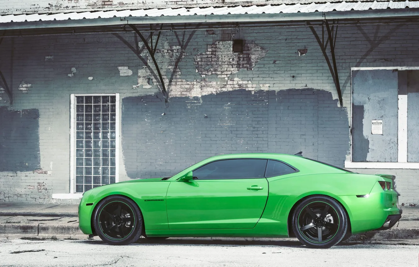 Фото обои чёрные, green, профиль, зелёный, wheels, шевроле, диски, black