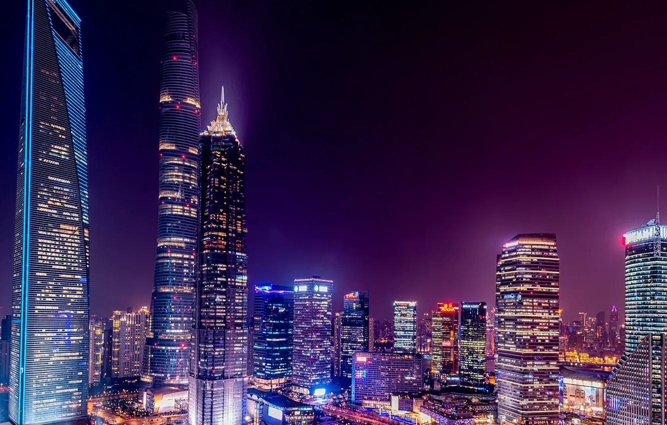 Фото обои city, lights, night, buildings