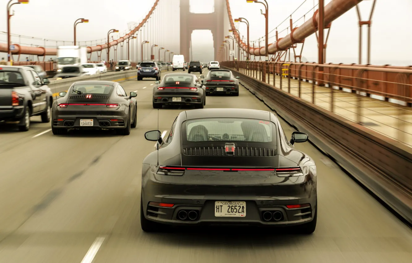 Фото обои мост, купе, 911, Porsche, прототип, тесты, 992