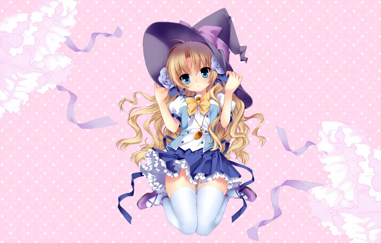 Фото обои girl, sexy, school uniform, thighhighs, long hair, anime, blue eyes, beautiful