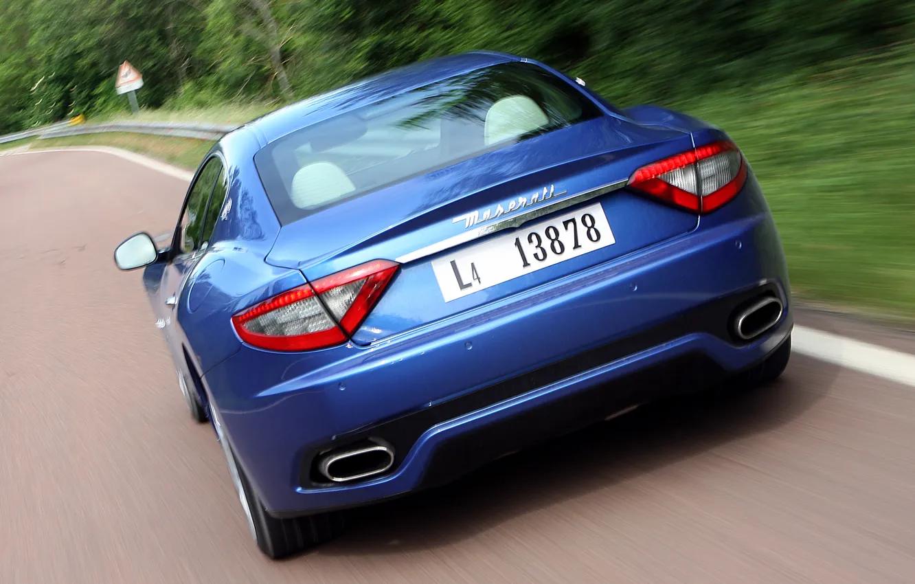 Фото обои синий, Maserati, вид сзади, GranTurismo, Sport