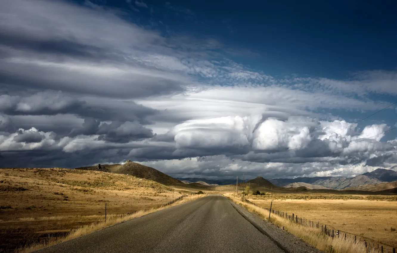 Фото обои дорога, небо, облока