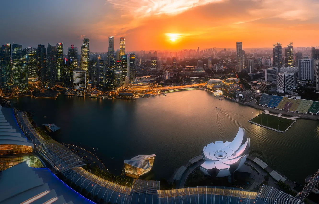 Фото обои Singapore, sunlight, Marina Bay