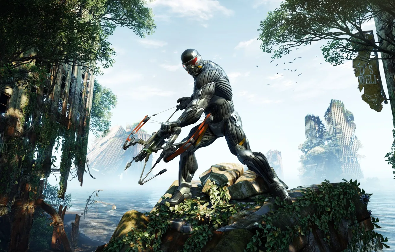 Фото обои апокалипсис, лук, костюм, Crysis 3