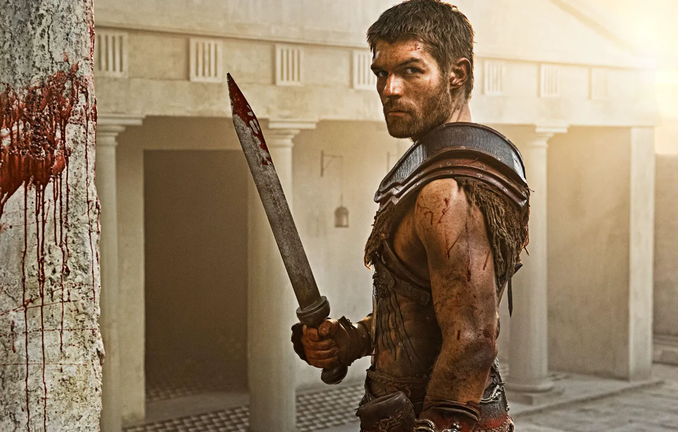 Фото обои фон, Spartacus, гладиатор, Спартак, Лиам МакИнтайр