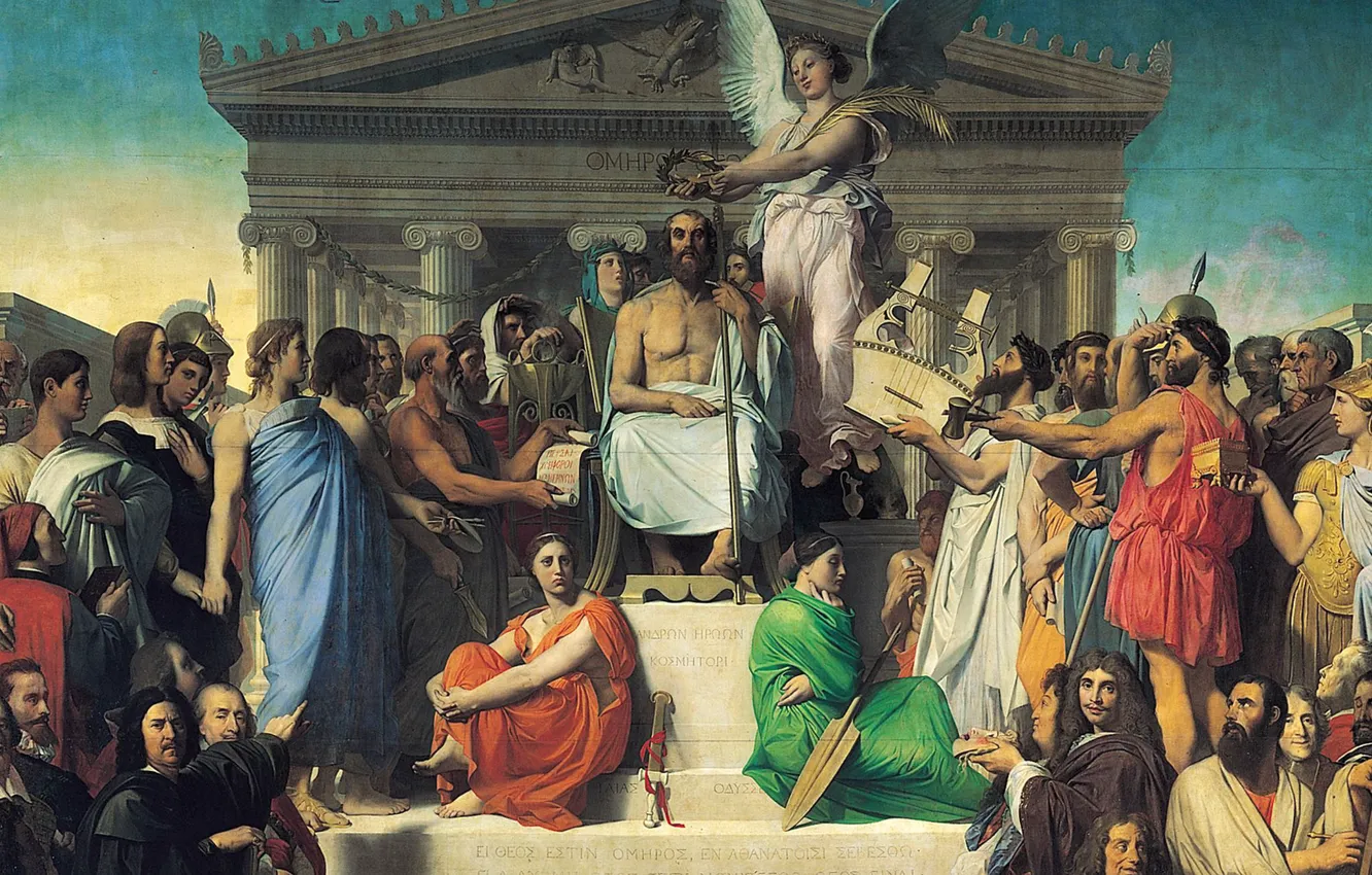 Фото обои Древняя Греция, Апофеоз Гомера, Jean Auguste Dominique Ingres