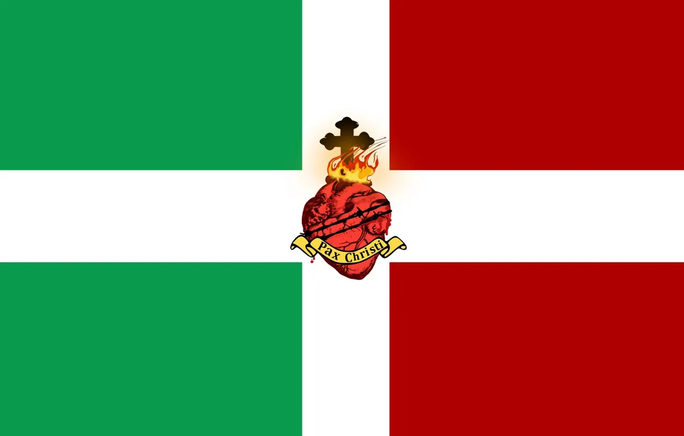 Фото обои green, fire, red, white, Italy, heart, cross, flag