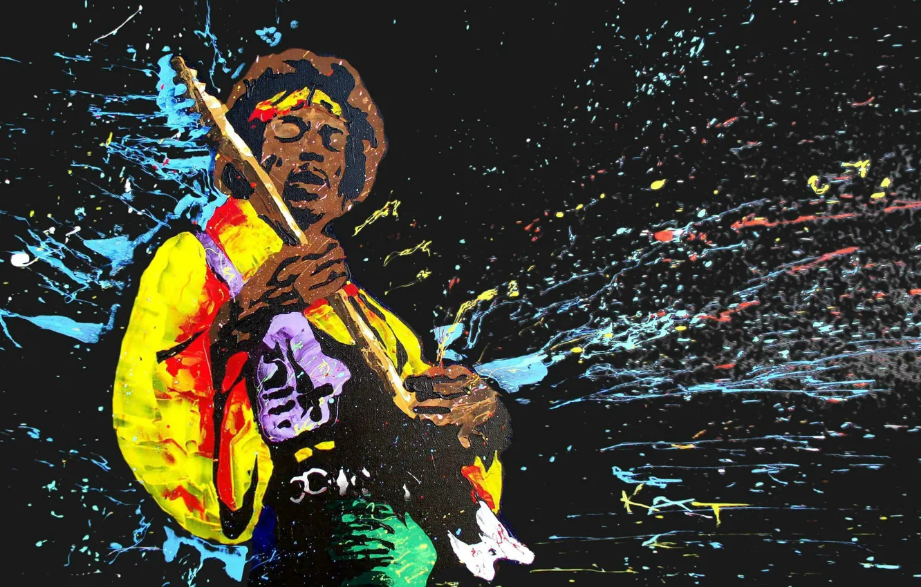 Фото обои music, hendrix, jimi, singer, painting, jimi hendrix, guitarist