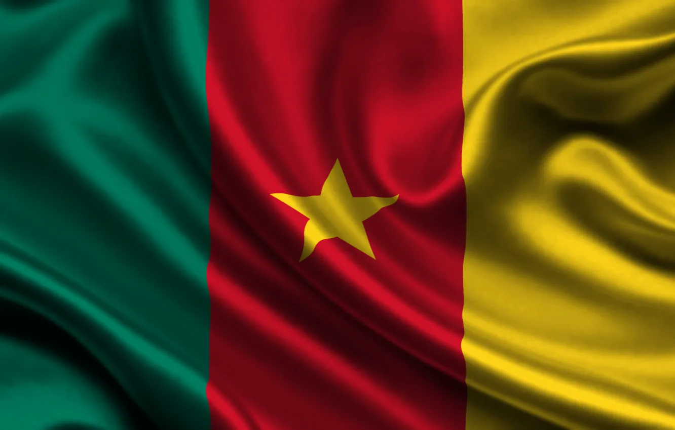Фото обои Красный, Звезда, Флаг, Текстура, Жёлтый, Зелёный, Flag, Камерун