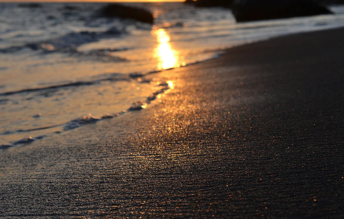 Фото обои море, пляж, свет, природа, тепло, солнца, боке