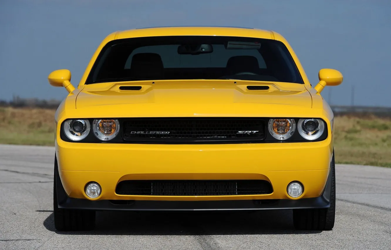 Фото обои Dodge Challenger, Yellow, Muscle car, Hennessey, 2013, SRT8 392