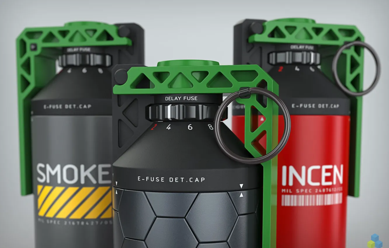 Фото обои smoke, weapon, grenade, fragmentation grenade, hand grenade, smoke grenade, by pixelquarry, incendiary