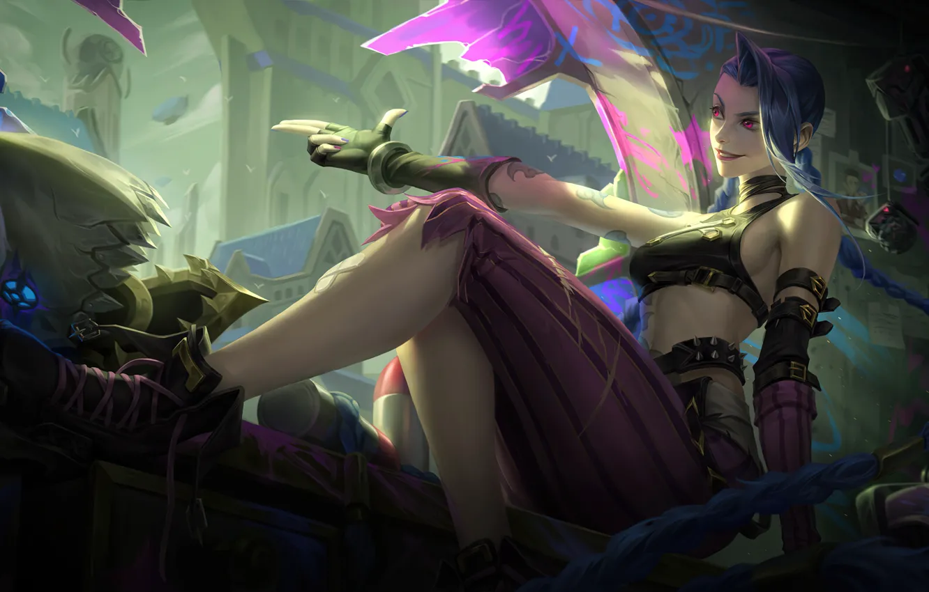 Фото обои League of Legends, Jinx, Arcane, LoL art, Nenomita Iu